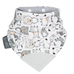 Bavoir bandana avec embout de dentition - Animaux blanc - Sevira Kids