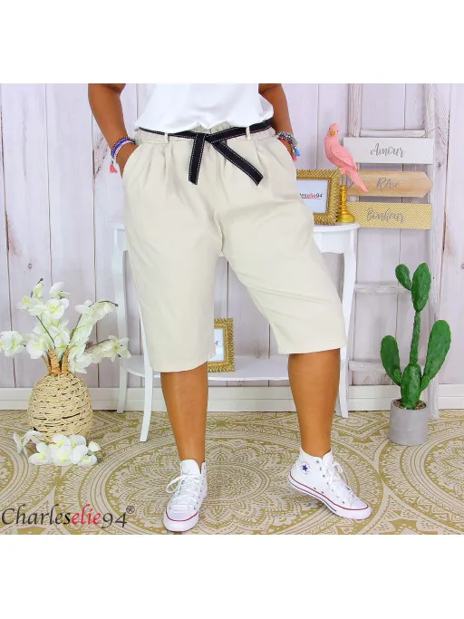 Bermuda MIDI été stretch beige