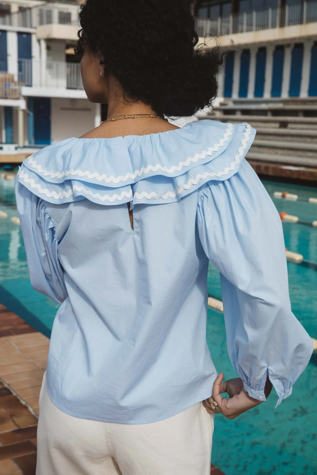 Blouse Récif chambray bleu