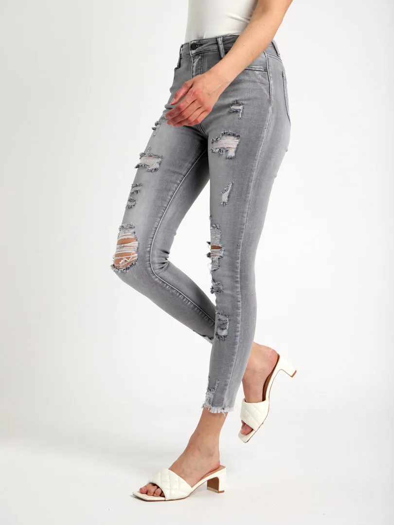 Jean skinny destroy ourlet effiloché