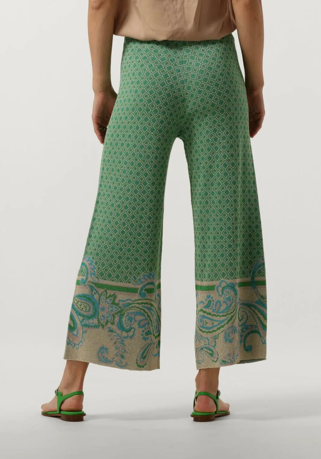 liu jo pantalon large pantalone maglia jacquard en vert