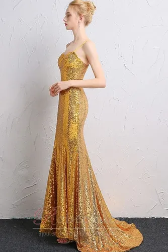 Robe de Bal Fourreau Pailleté Fourreau Au Drapée Zip Formelle
