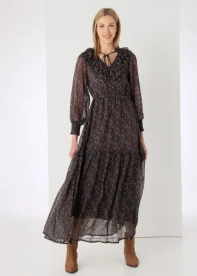 Robe longue fluide avec volants