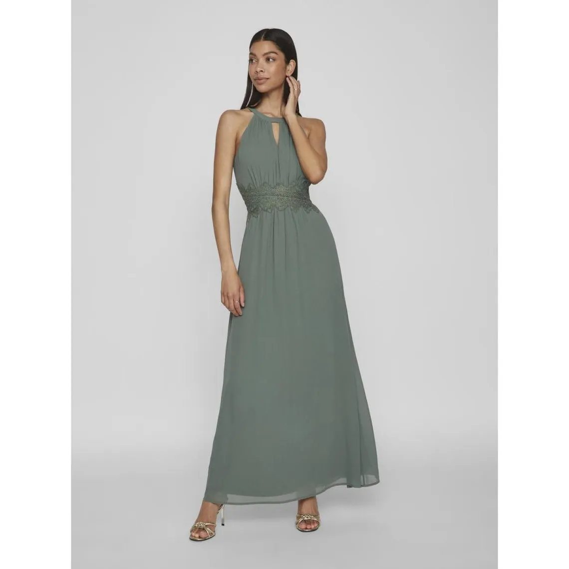 Robe longueur maxi dentelle féminine vert Gigi | 3 Suisses