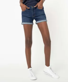 short femme en jean avec revers cousus bleu shorts