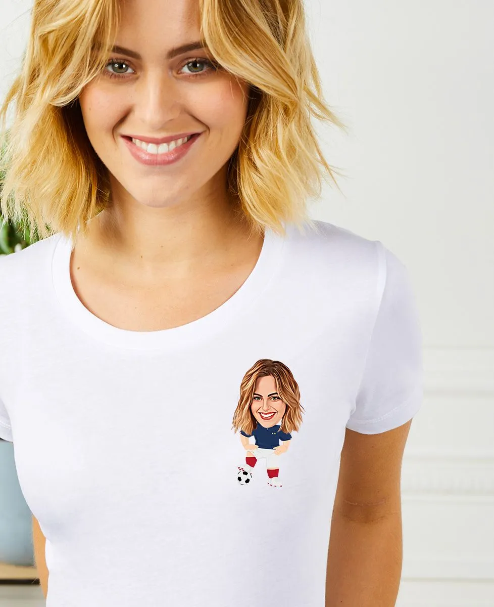 T-Shirt femme Footballeur au visage personnalisé