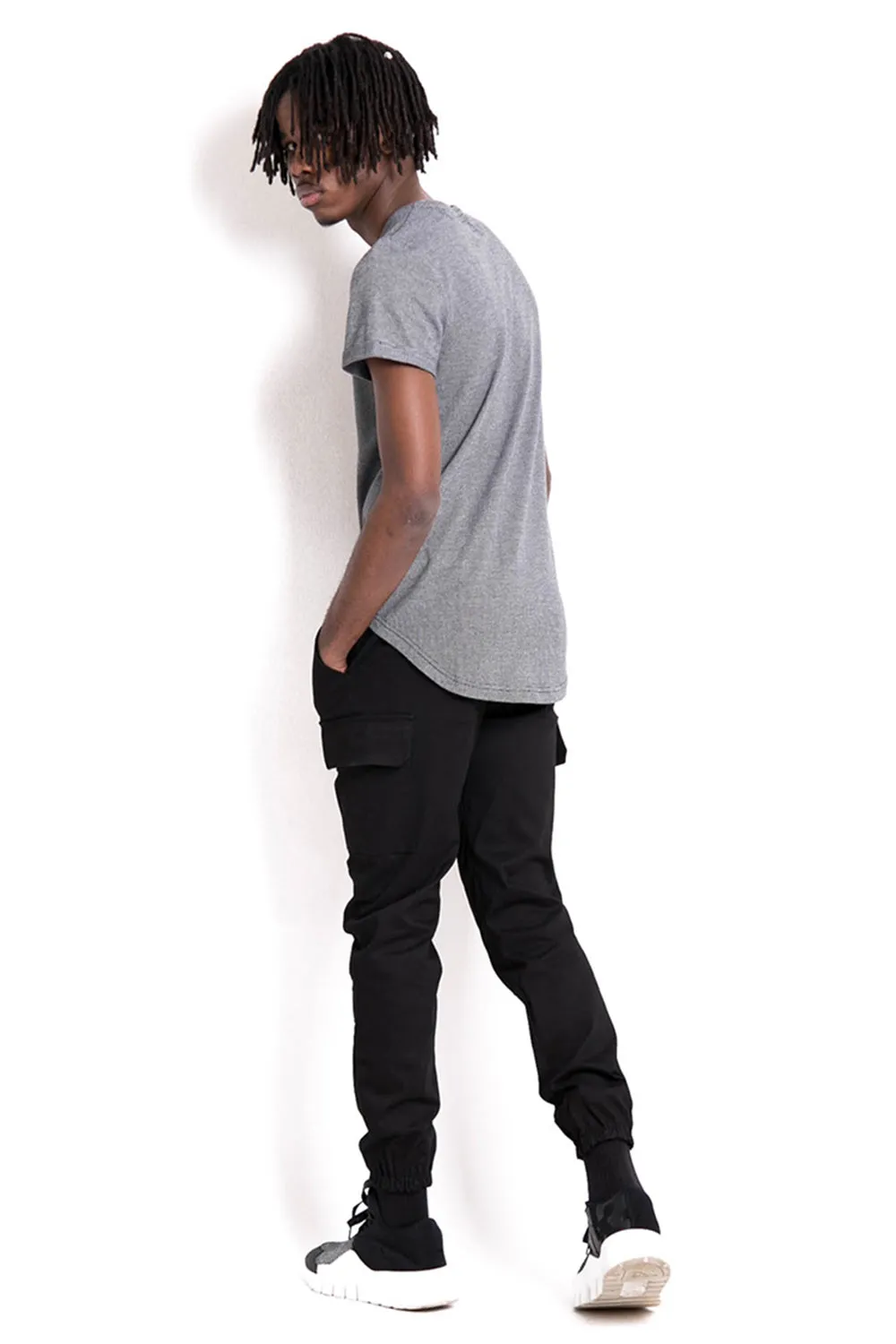 T-shirt gaufré bicolore noir