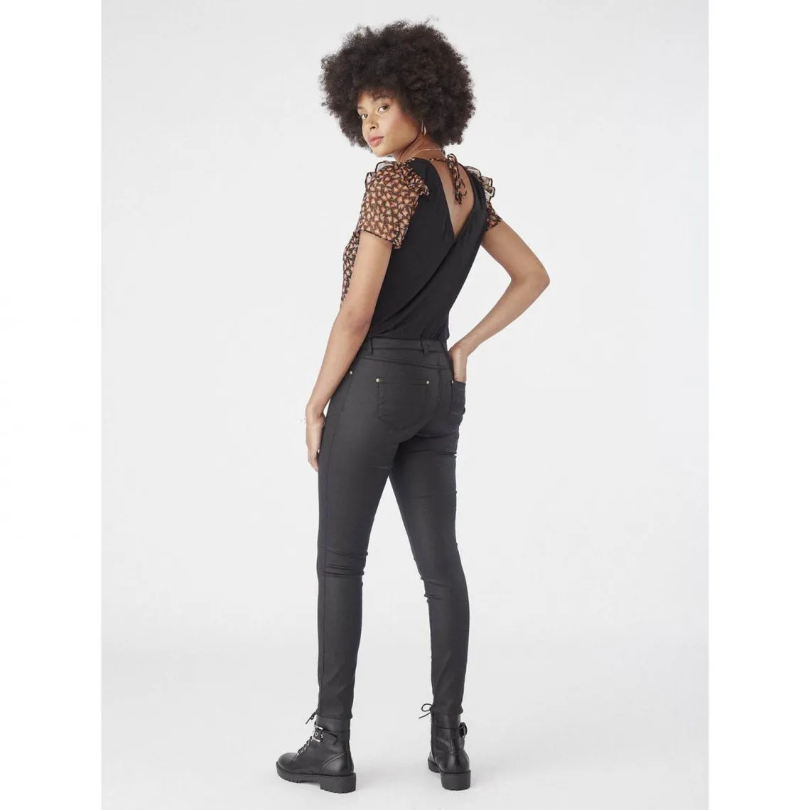 Tee shirt manches courtes detail volants imprimé | 3 Suisses