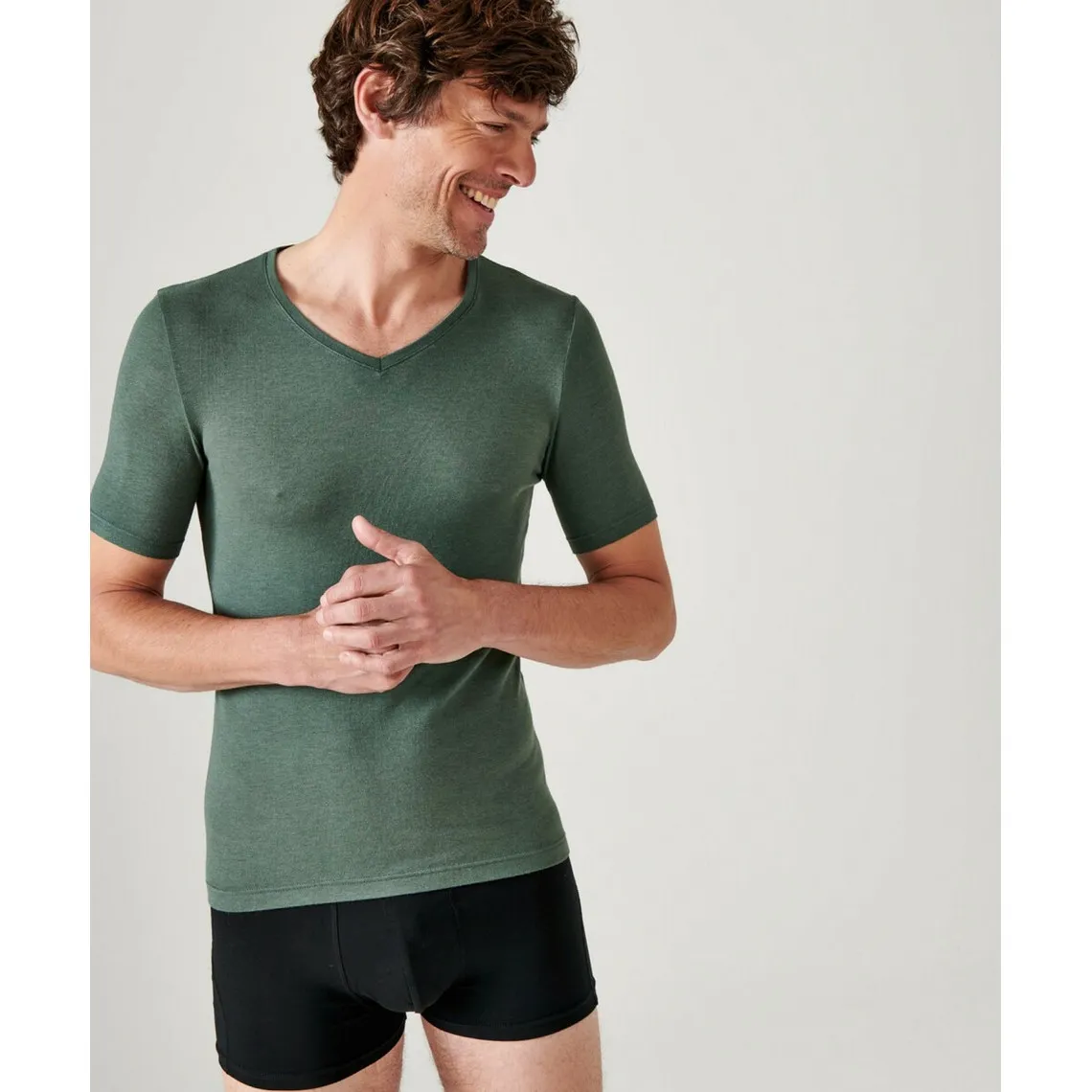 Tee-shirt Manches Courtes Vert Eucalyptus Thermolactyl | 3 Suisses