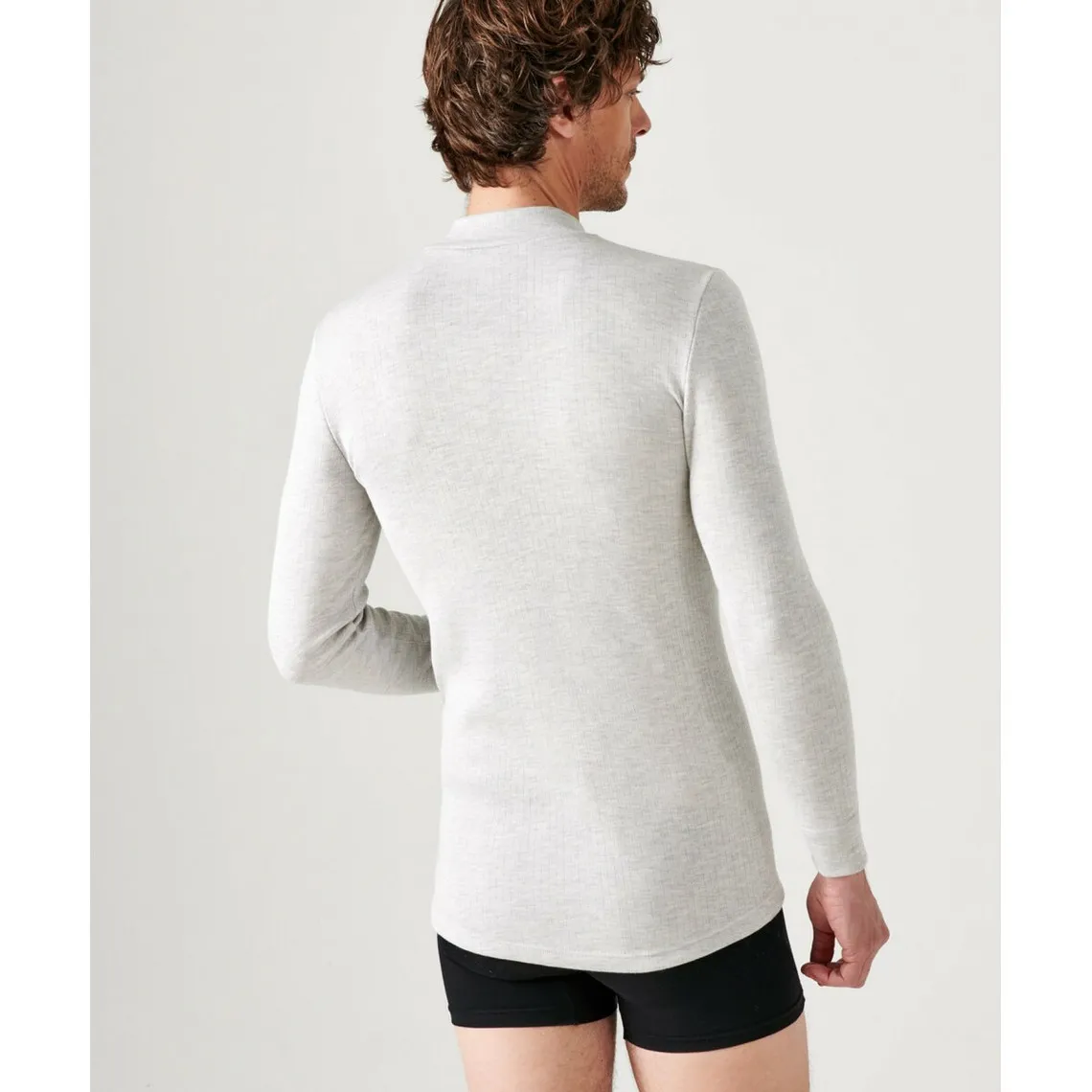 Tee Shirt Manches Longues Col Montant Gris Chiné Thermolactyl | 3 Suisses