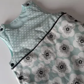 Turbulette gigoteuse motif pavots et pois bleu glacier