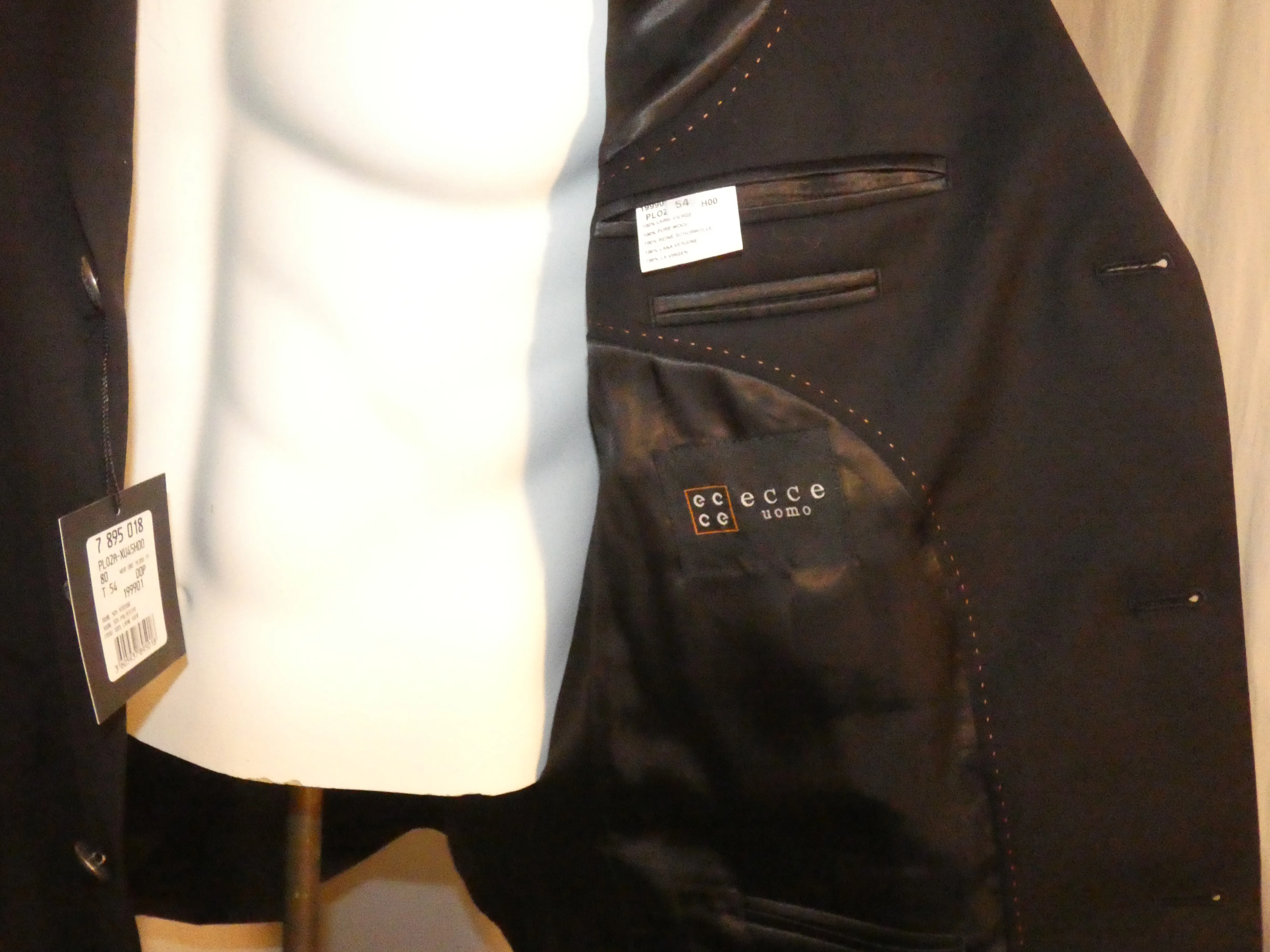 Veste ECCE UOMO (italien) Noire NEUVE avec étiquette  Taille 52