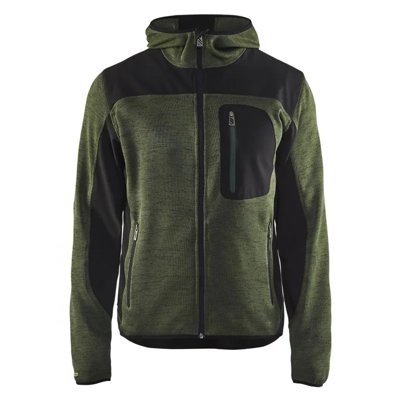 Veste tricotée à capuche Vert armée/Noir - Blaklader